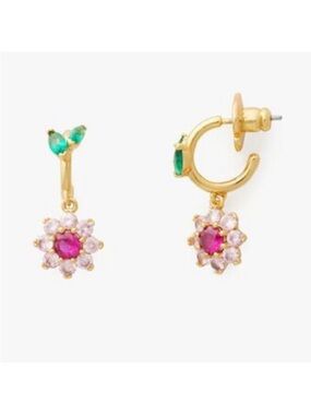 NWT Kate Spade | New Bloom Flower Huggie Earrings | Pink
